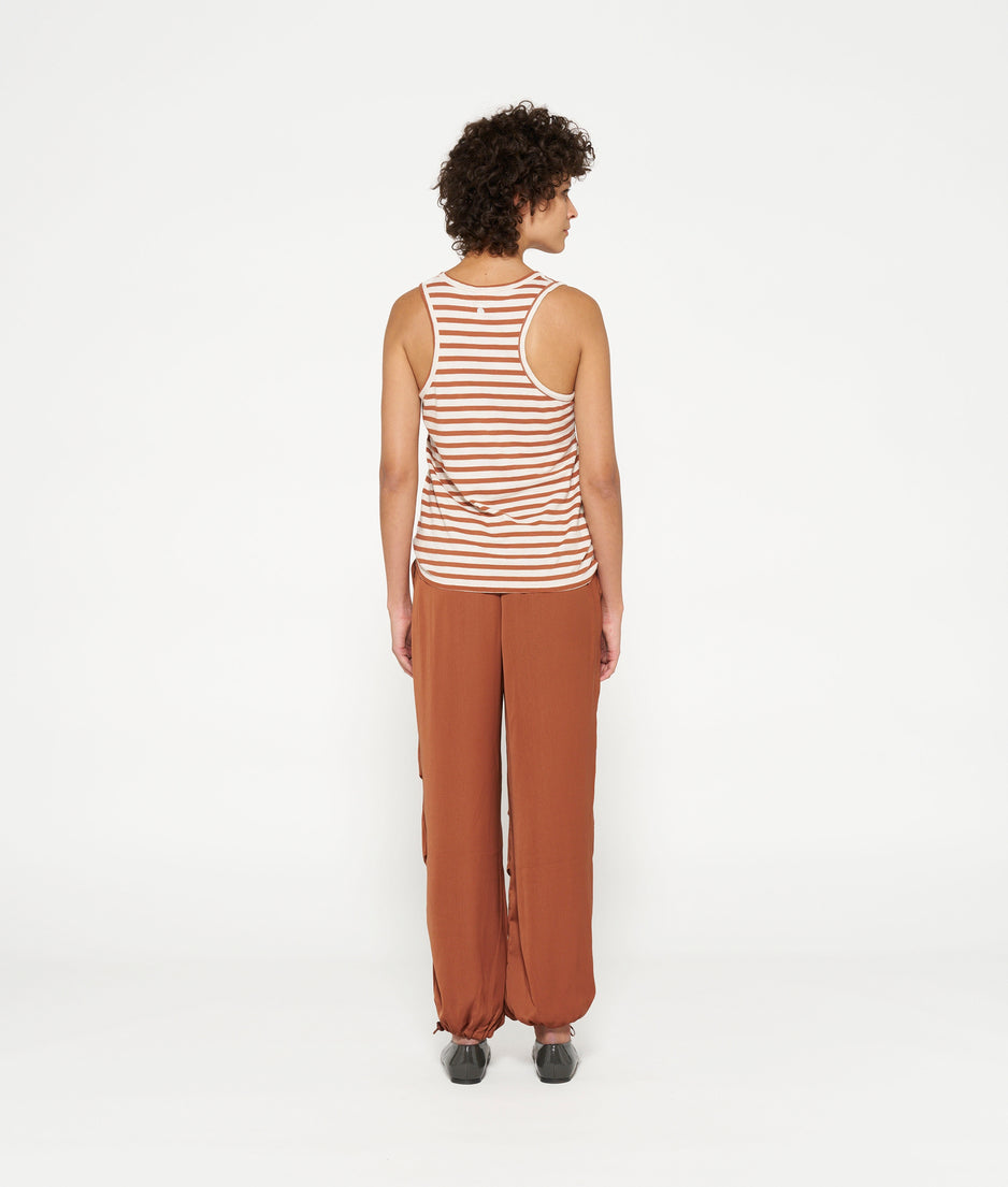 tank top stripes | ecru/saddle brown