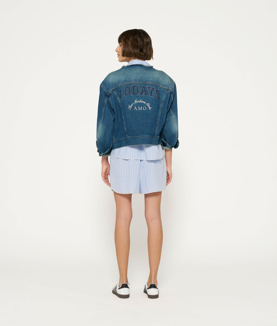 denim logo jacket | blue denim