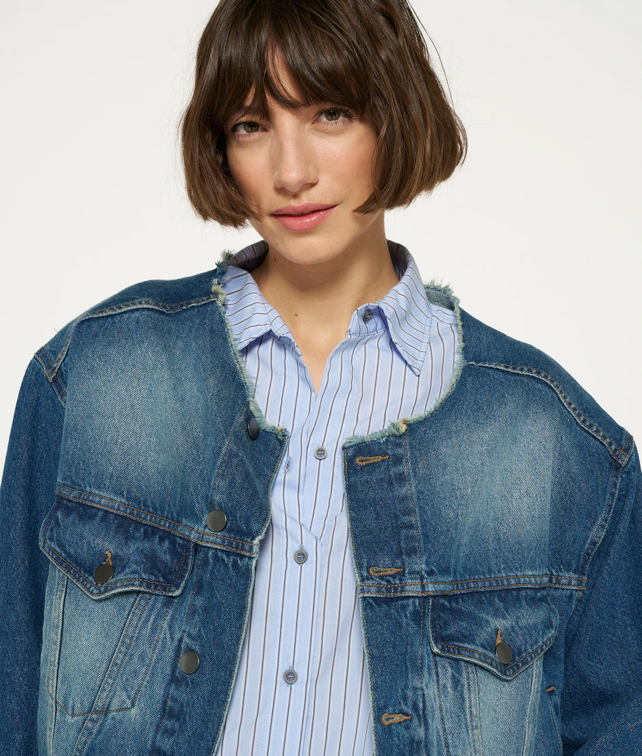 denim logo jacket | blue denim