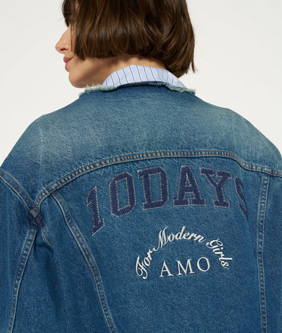 denim logo jacket | blue denim