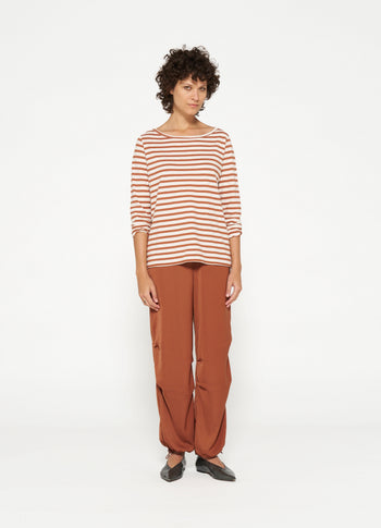 longsleeve tee stripes | ecru/saddle brown