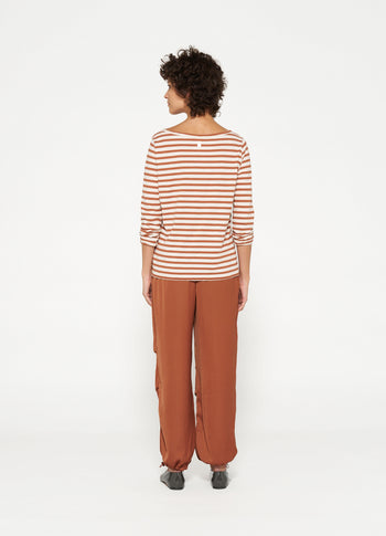 longsleeve tee stripes | ecru/saddle brown