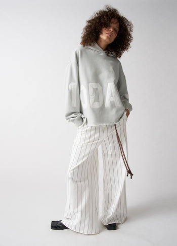 wide jogger pinstripe | ecru
