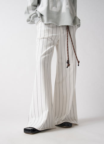wide jogger pinstripe | ecru