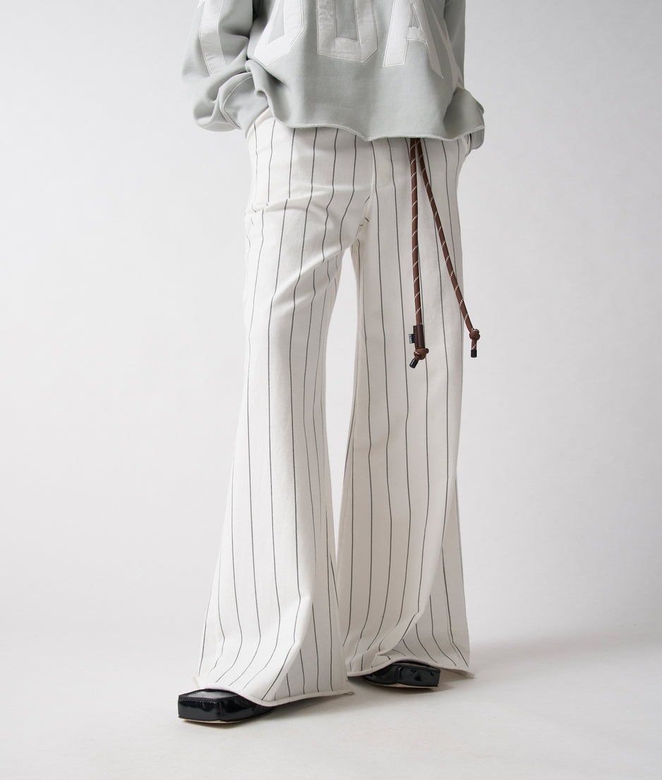 wide jogger pinstripe | ecru