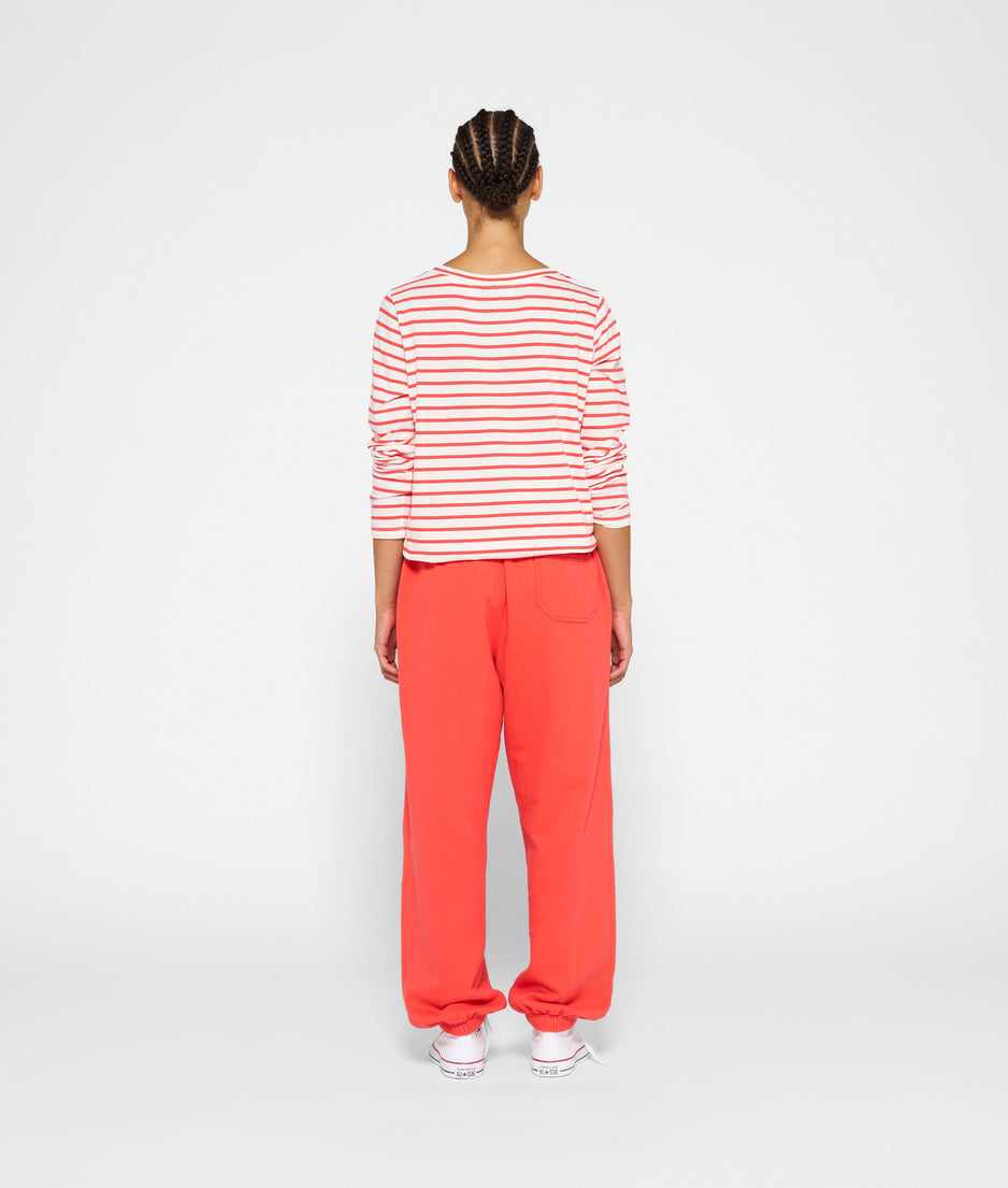 longsleeve tee stripe | ecru/coral red