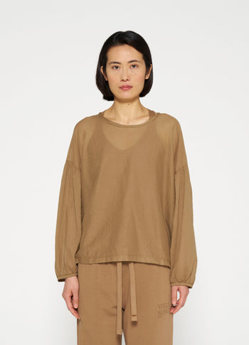 balloon sleeve blouse | cedar brown