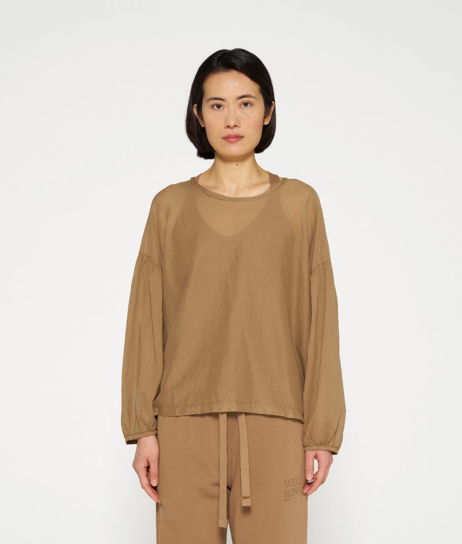 balloon sleeve blouse | cedar brown
