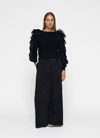 dramatic knit sweater | black