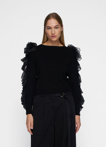 dramatic knit sweater | black