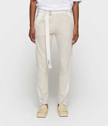 belted cropped jogger tape | soft white melee