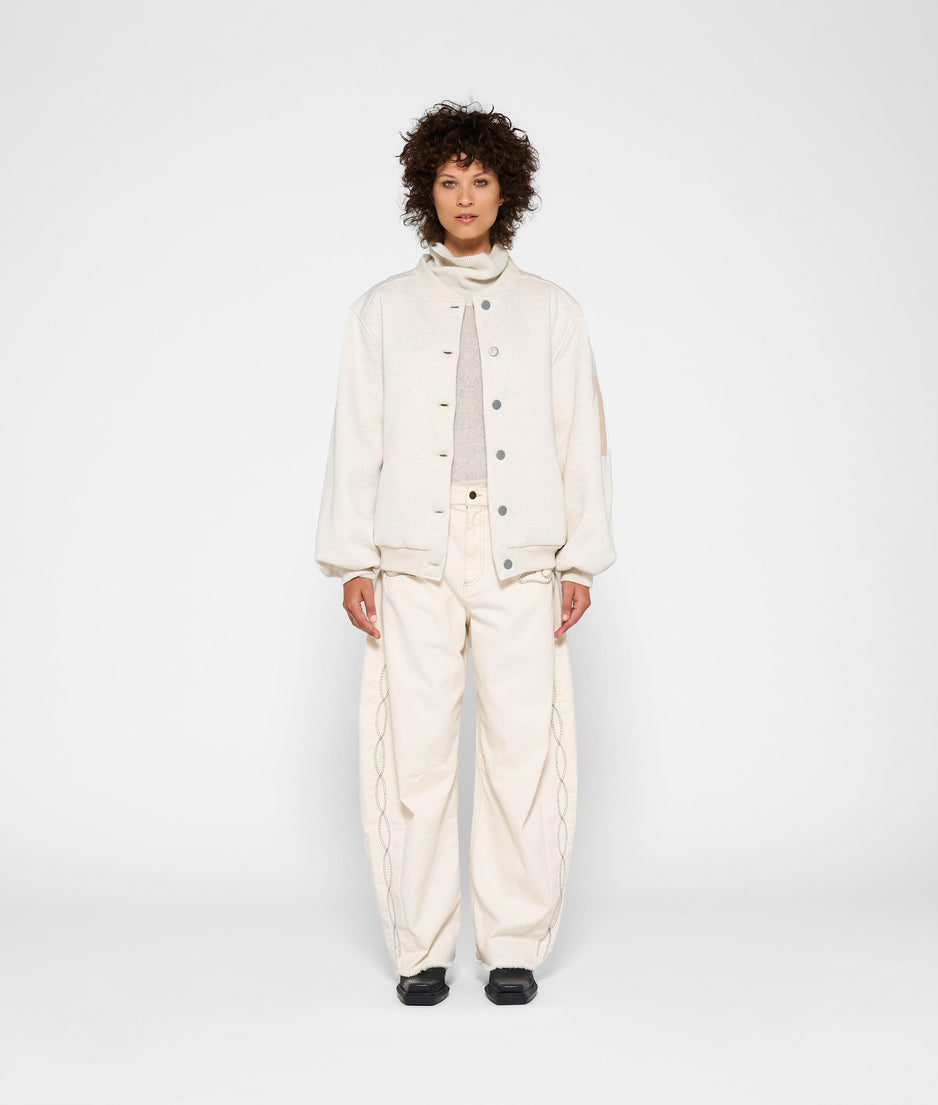 baseball bomber jacket | soft white melee