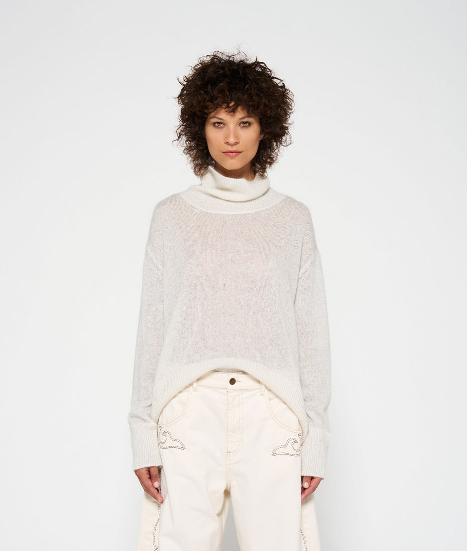 turtleneck sweater knit sparkle | ecru