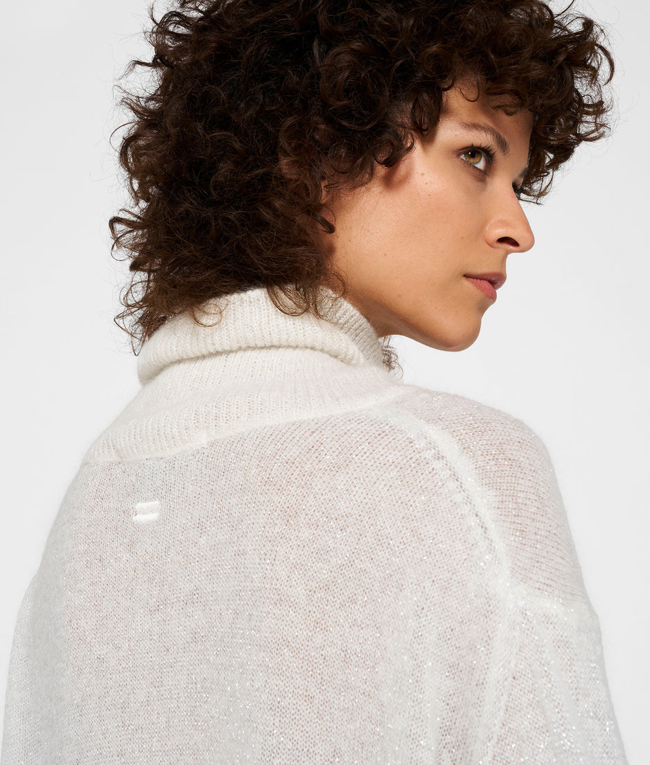 turtleneck sweater knit sparkle | ecru