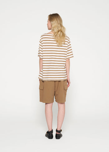 short sleeve tee stripes | ecru/cedar brown