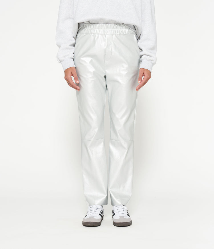 flared pants leatherlook | silver