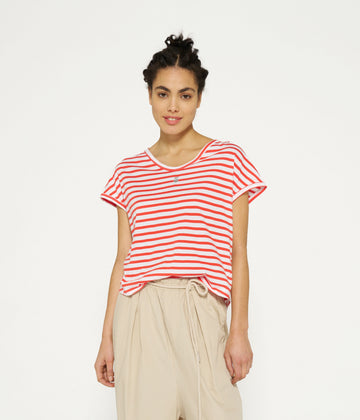 tee stripes | white/poppy red