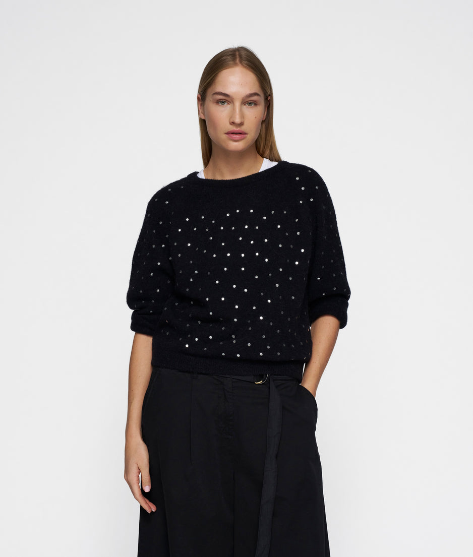 soft knit sweater glitter | black
