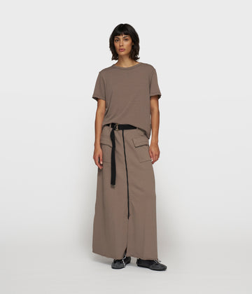belted midi skirt fleece | moonrock