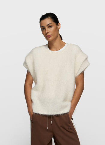 sleeveless knit sweater | ecru