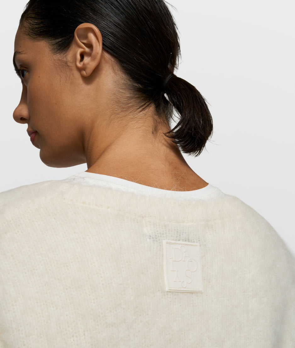 sleeveless knit sweater | ecru