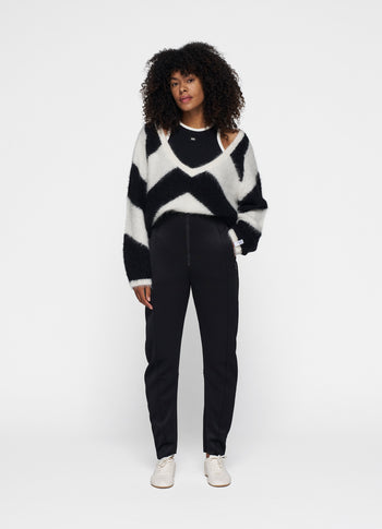 high waist pants scuba | black