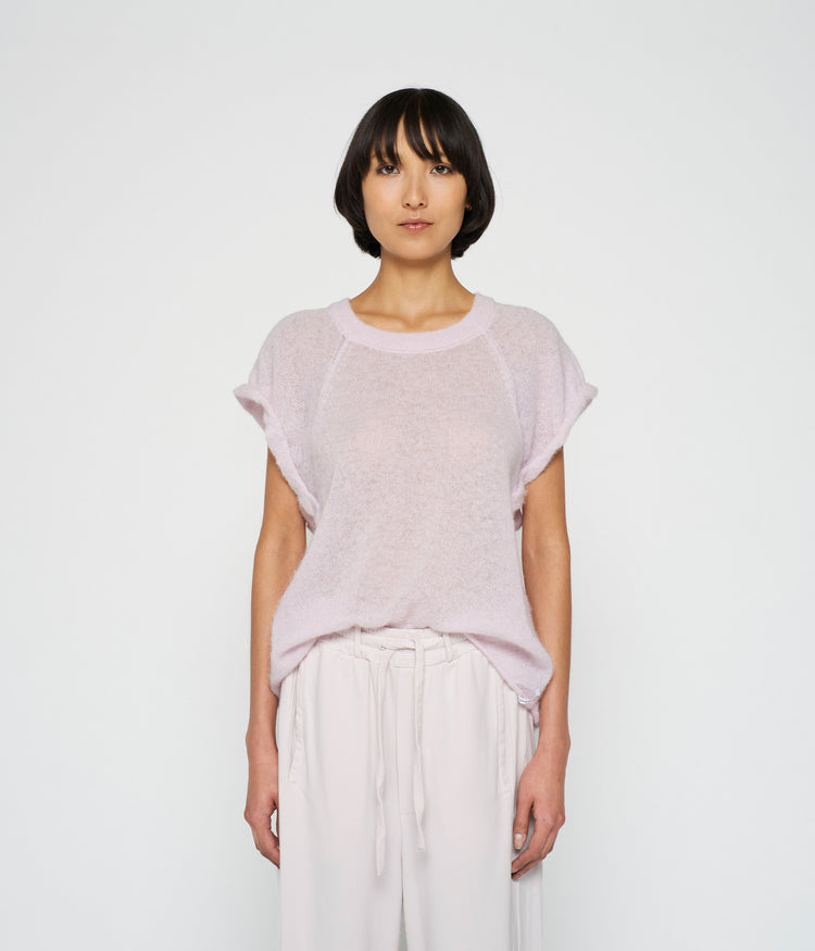 shortsleeve top knit | pale lilac