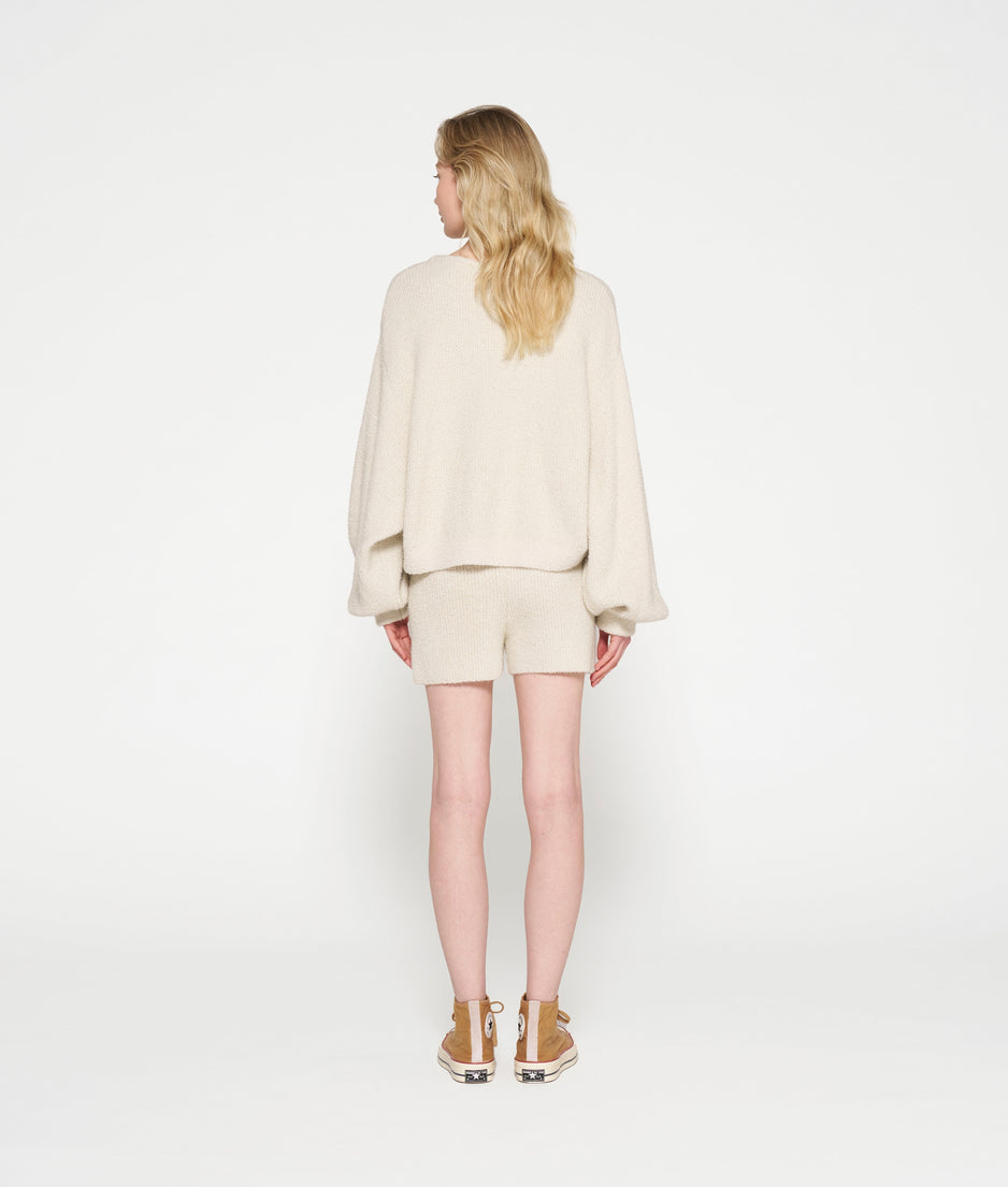 boucle knit shorts | light natural