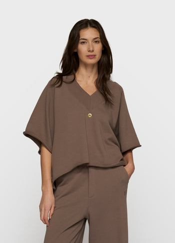 short sleeve sweater v-neck | moonrock