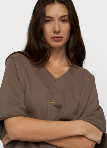 short sleeve sweater v-neck | moonrock