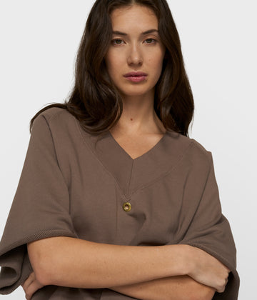 short sleeve sweater v-neck | moonrock