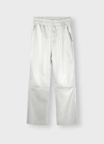 flared pants leatherlook | silver