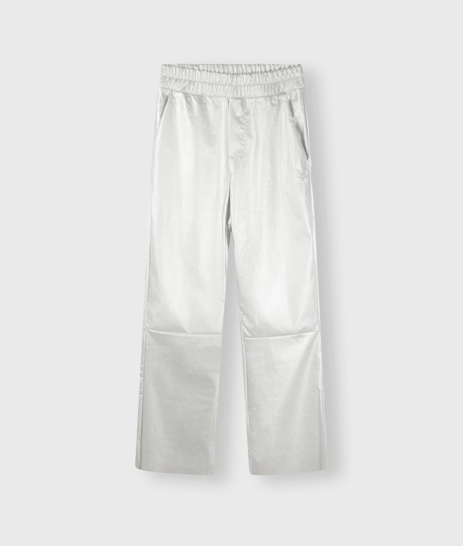 flared pants leatherlook | silver