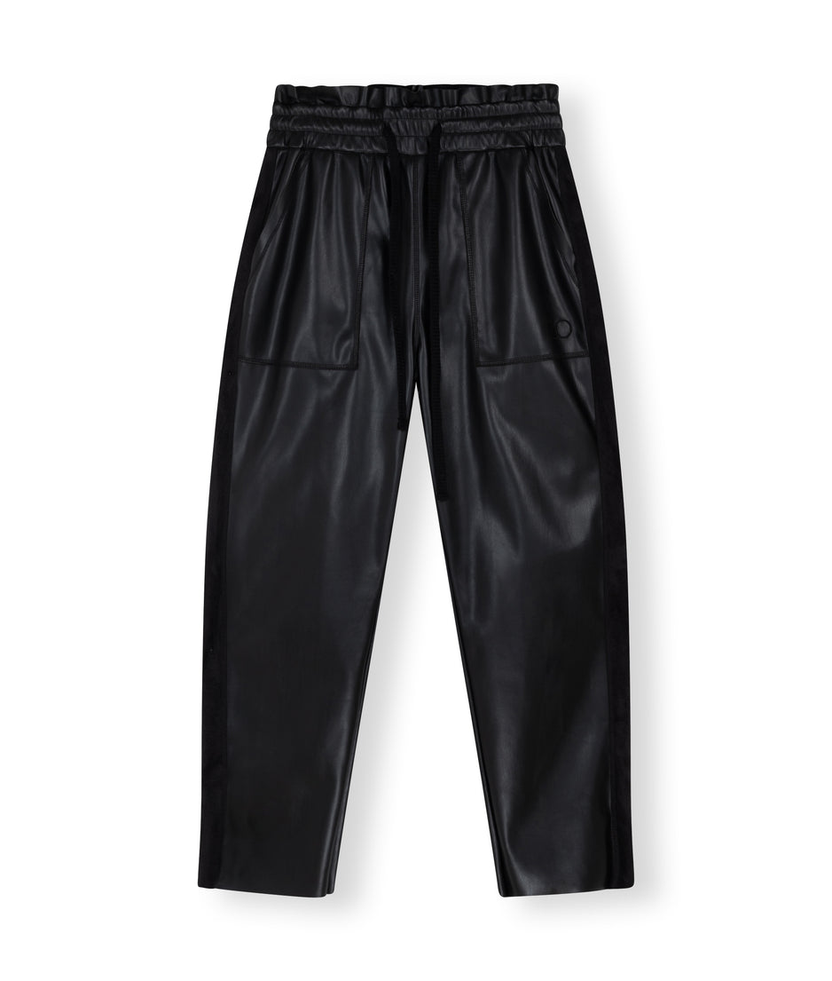 leatherlook side panel jogger | black