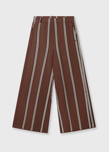 wide leg jogger stripes | deep brown