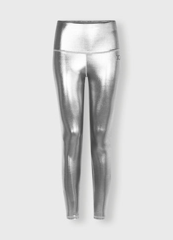 shiny yoga leggings | silver