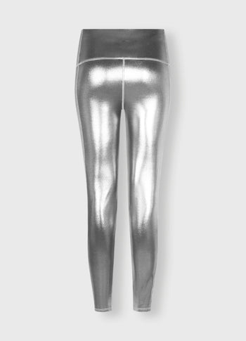 shiny yoga leggings | silver