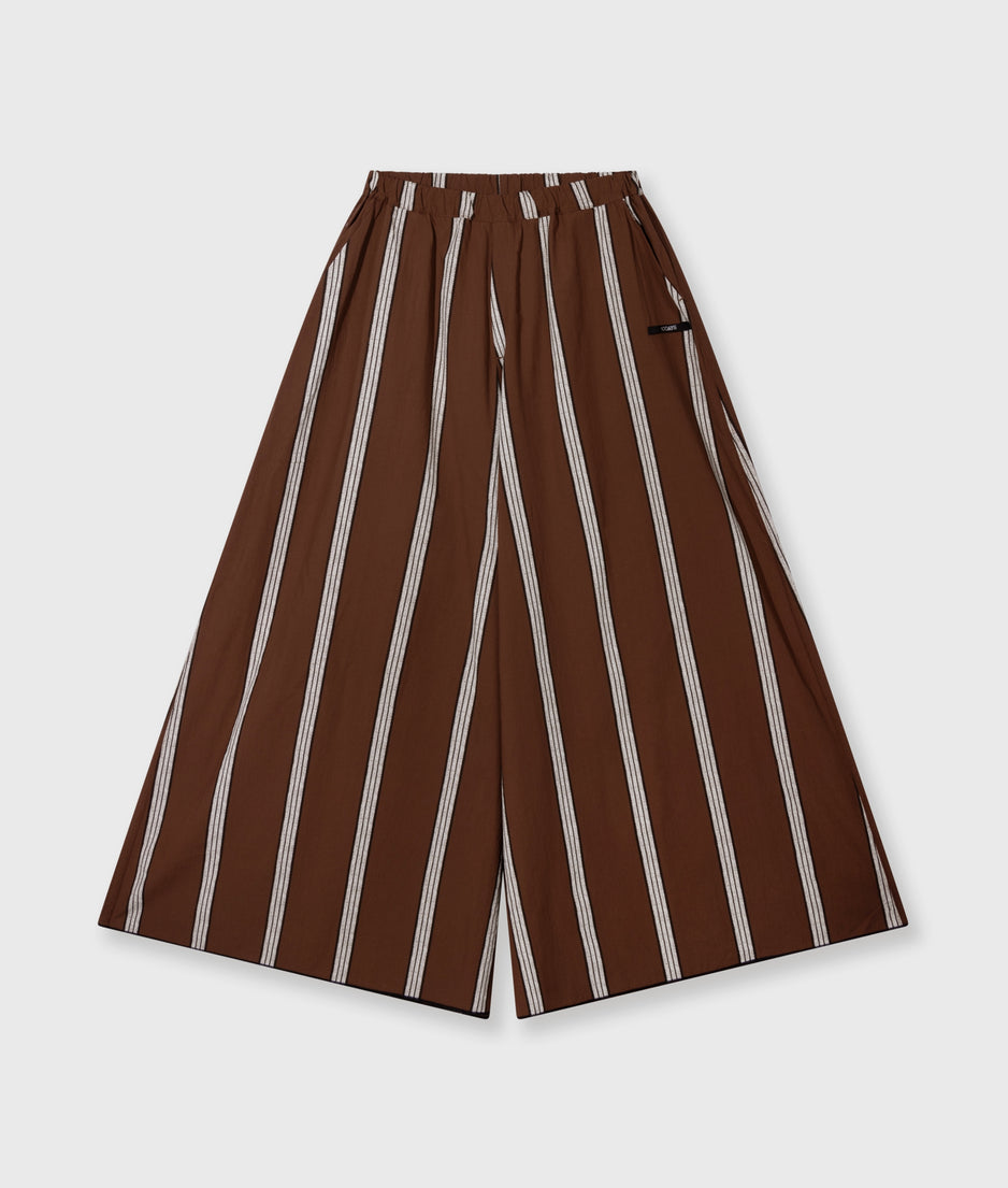 wide leg pants stripes | deep brown