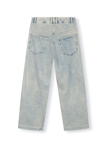 washed pants fleece | blue denim
