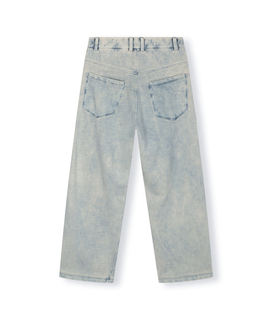 washed pants fleece | blue denim