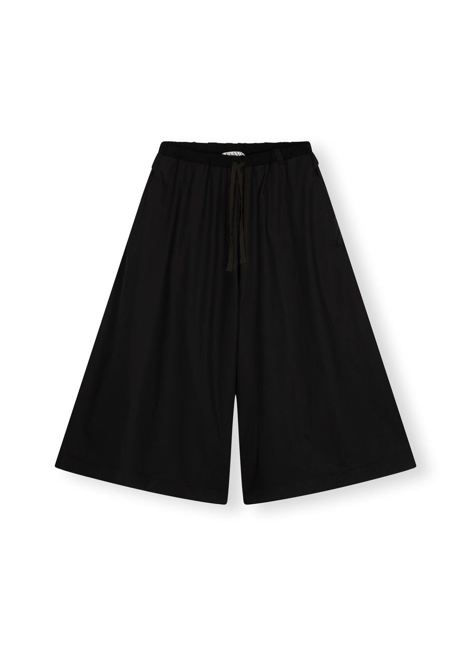 wide pants poplin | black