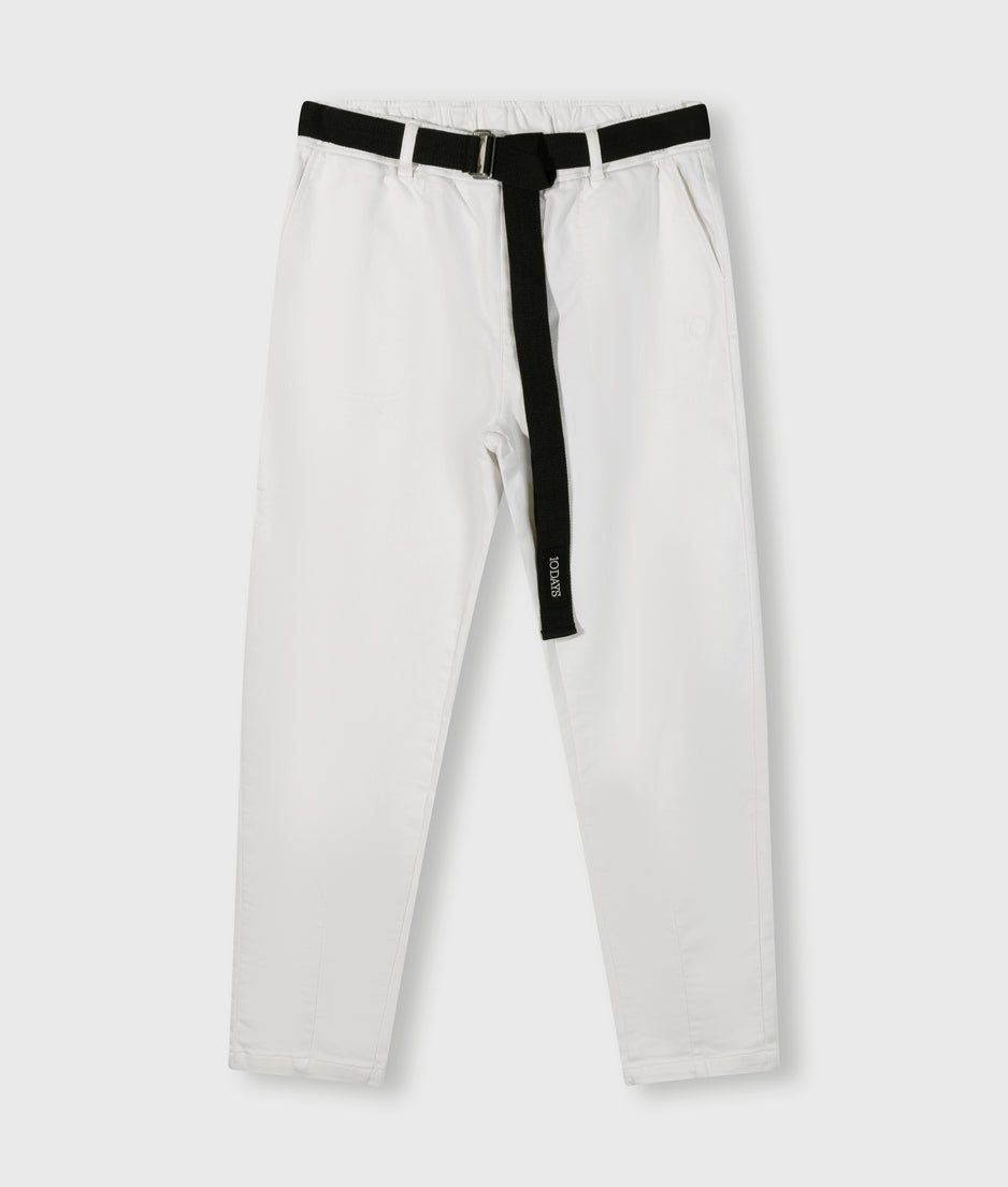 belted pants jog denim | ecru