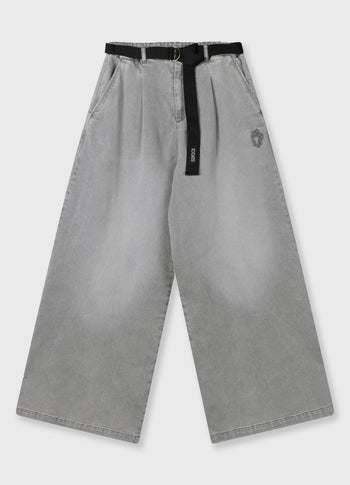 wide pants jog | grey wash denim
