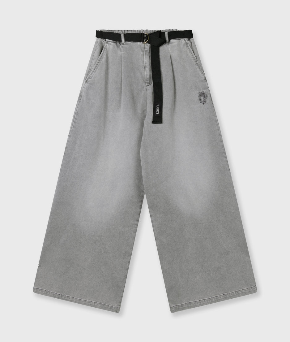 wide pants jog | grey wash denim