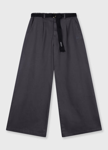 Weite Hose aus Jog Twill | steel blue