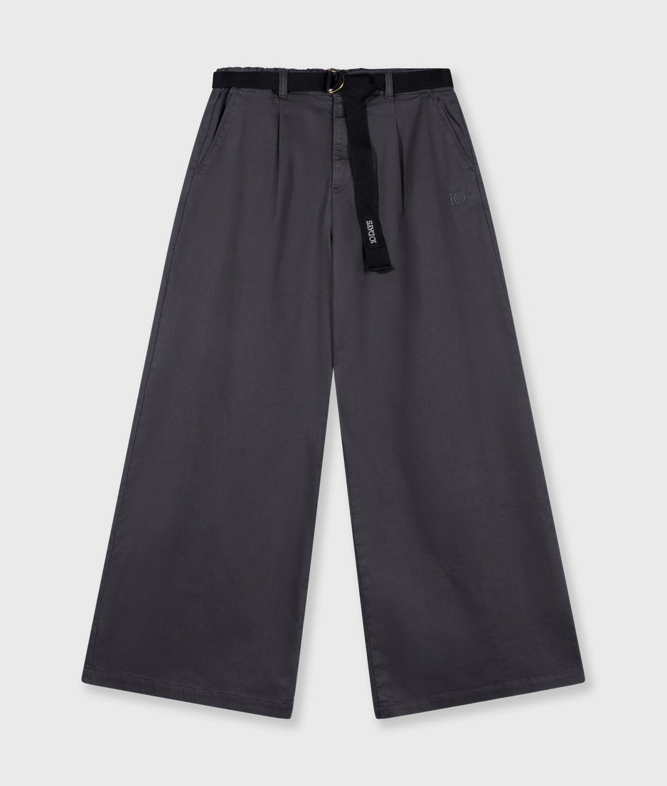 Weite Hose aus Jog Twill | steel blue