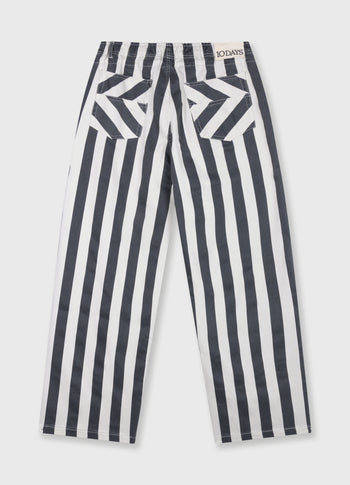 straight leg pants stripes | ecru/steel blue