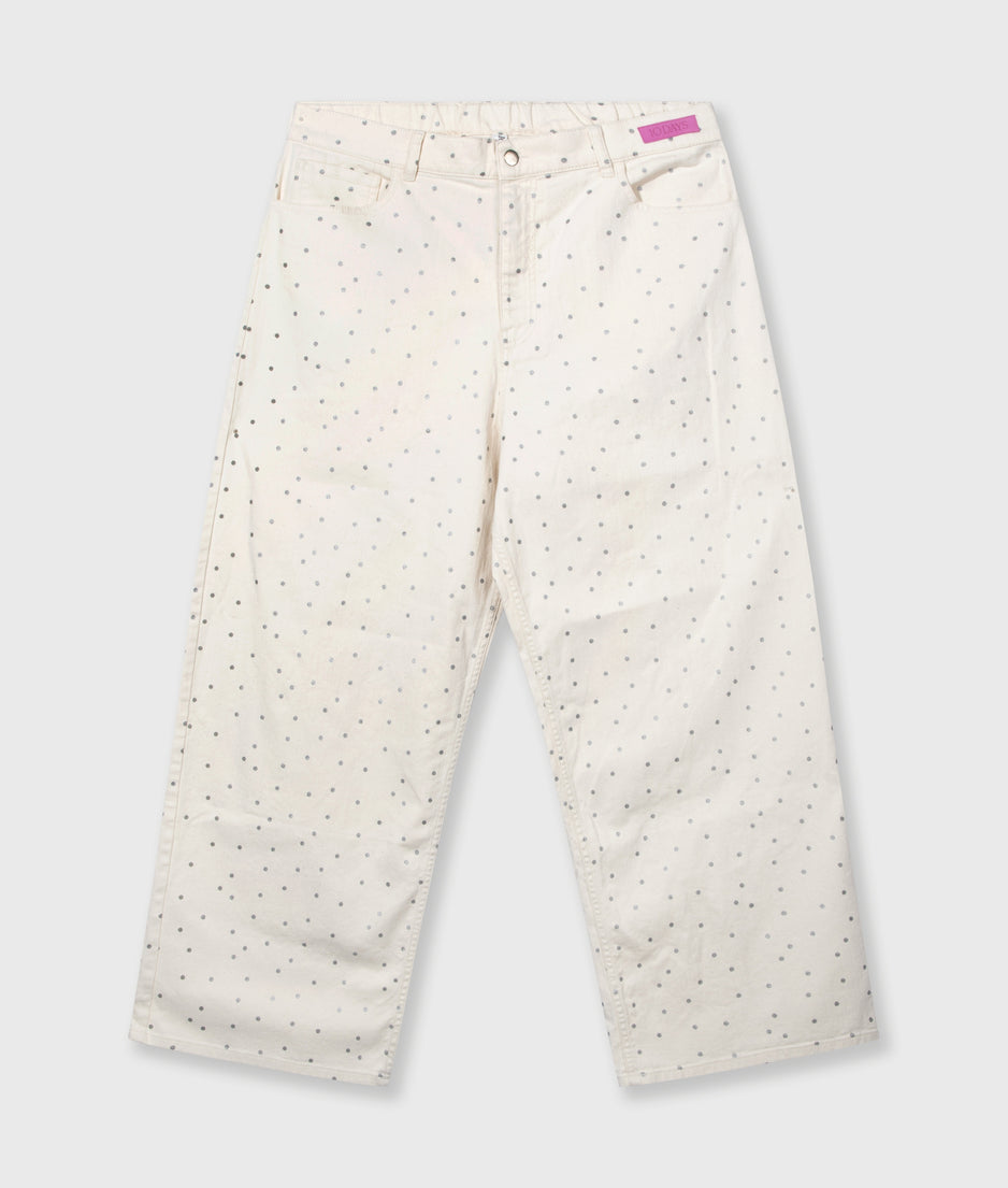 wide leg pants dots | ecru