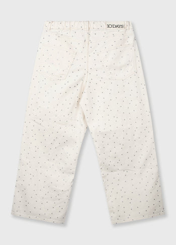 wide leg pants dots | ecru