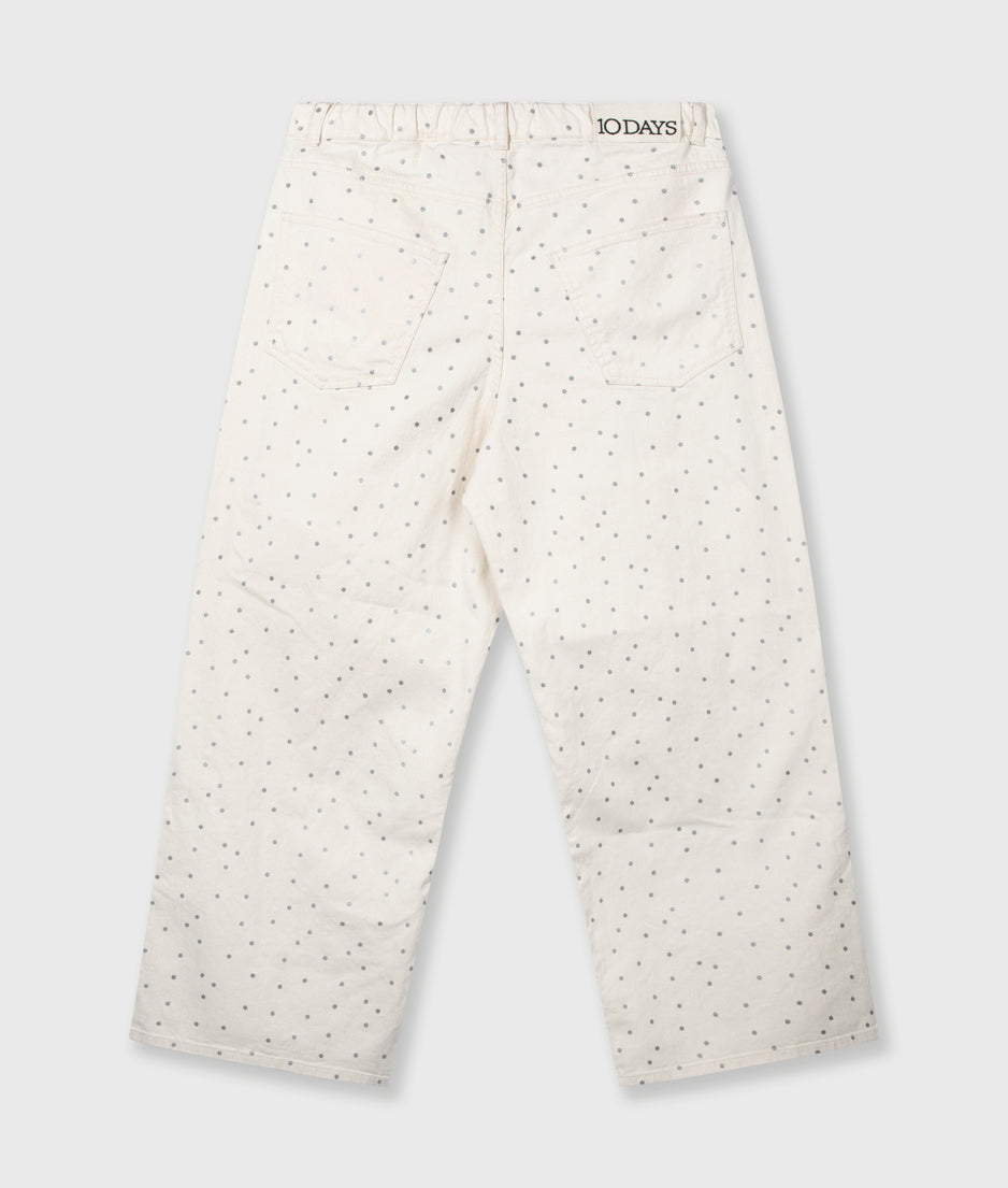 wide leg pants dots | ecru